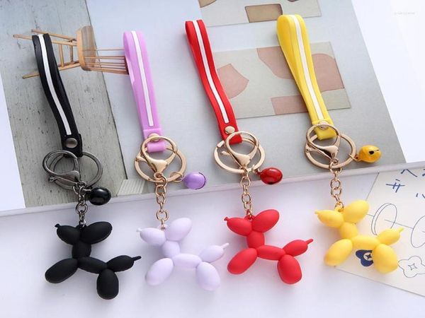 

keychains creative korean cute balloon puppy keychain for women sweet colorful fashion bag car key jewelry pendant gift whole8343237, Silver