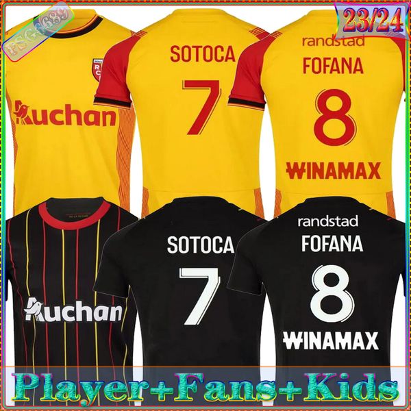 

23 24 maillot rc lens soccer jerseys kid kit sainte football shirts de foot home away training 2023 2024 player version fofana buksa racial, Black;yellow