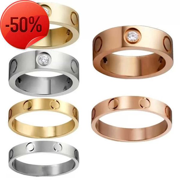 

designer crystal rings love screw ring mens classic luxury jewelry womens stainless steel alloy gold plated silver rose never fade not aller