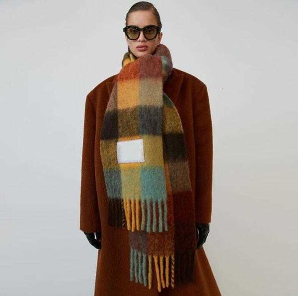 

luxury scarf designer for women fashion europe latest autumn and winter multi color thickened plaid ac with extended shawl couple warm, Blue;gray