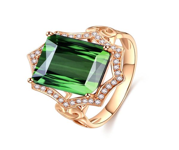 

fashion jewelry 18k yellow gold plated princess square emerald tourmaline color stone ring6106887, Silver