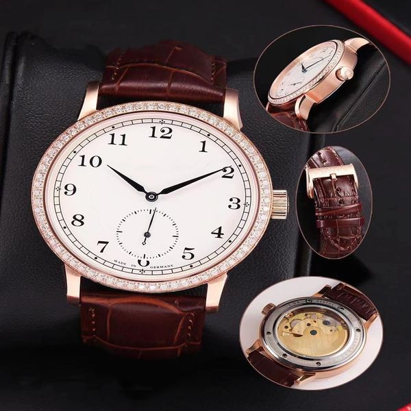 

sell stainless watches man female watch leather strap mechanical watch wrist watch 0032260a, Slivery;brown