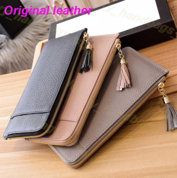 

designer wallet women zipper bag female purse fashion card holder pocket long tassel with box3158637, Red;black