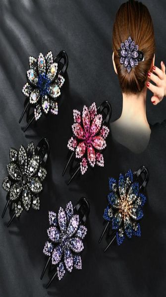 

rhinestone flower duckbill hair claws vintage hair clips barrettes accessories women girls shinning hairpin ponytail headdress7281069, Golden;silver