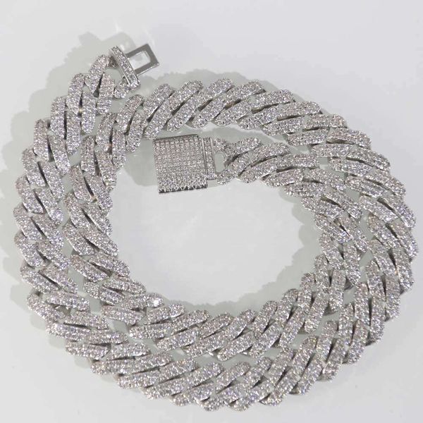 

hip hop jewelry cz12mm diamond pointed cuba chain cuban necklace, Silver