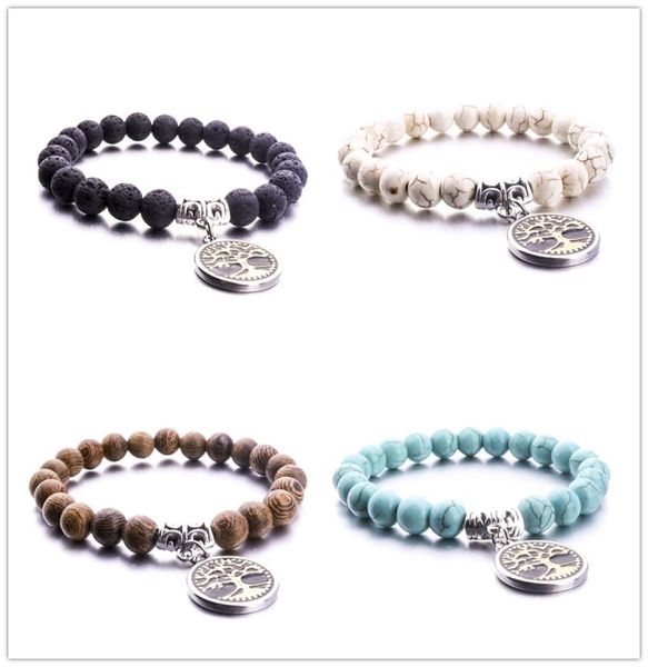 

4colors 8mm black lava stone beads tree of life bracelet diy essential oil diffuser bracelet for women men8130289