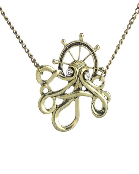 

steampunk ocs krakken art gothic industrial pendant on chain rudder sea animal sea monsters charm necklace7891360, Silver
