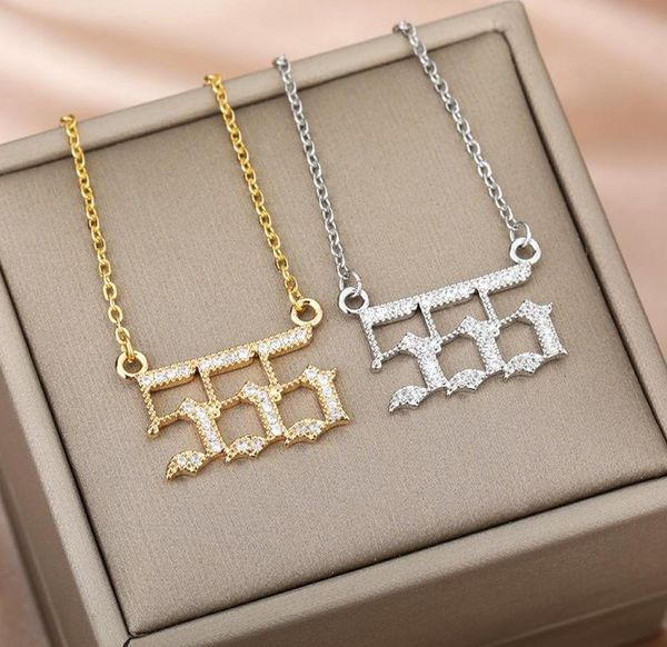 

pendant necklaces angel number 111 222 333 444 555 777 888 999 666 zircon jewelry couple female charms twinkle pendants gift1026002, Silver