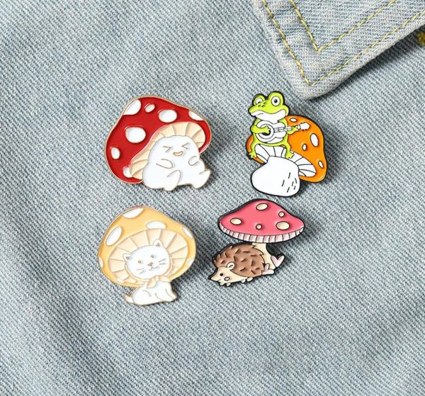 

cartoon mushroom pins brooches animal enamel brooch lapel pin badge fashion jewelry for women children will and sandy3021924, Gray