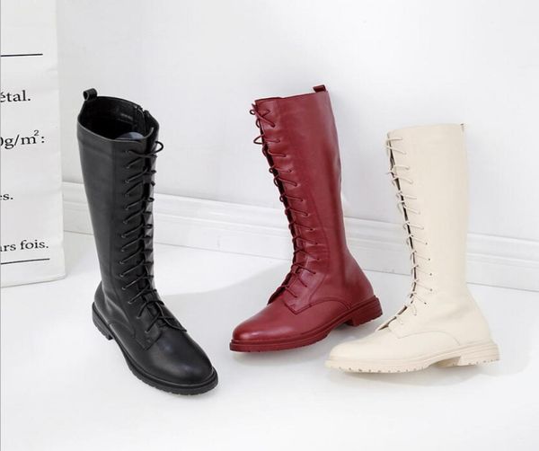 

autumn and winter women039s long boots designer plus velvet warm thick bottom antiskid strap flat bottom high boots4699733, Black