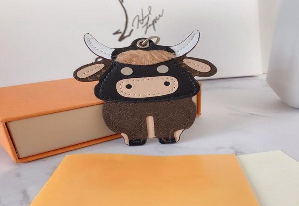 

fashion pu leather ox cattle cow key ring designer keychain car keyring holder bull pendant christmas new year gift with box5188954, Silver
