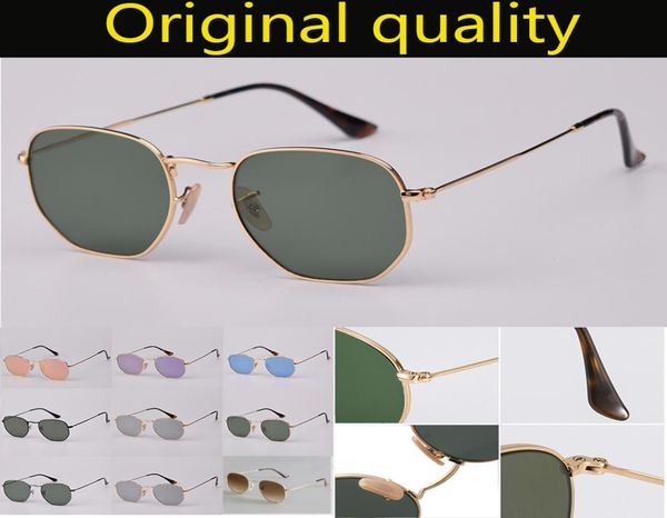 

3548 designer brand round metal sunglasses men women sunglasses hexagonal real g15 glass lenses for man woman with lea7811521, White;black