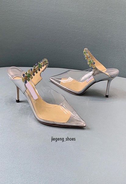 

summer women slippers sandals fashion designer gem water diamond series transparent color diamond with box are size357825430, Black