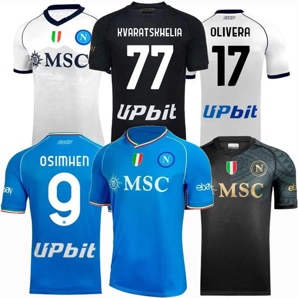 

player fans napoli 2023 2024 soccer jerseys maradona kvaratskhelia raspadori osimhen lobotka olivera politano simeone di lorenzo 23 24 footb, Black;yellow