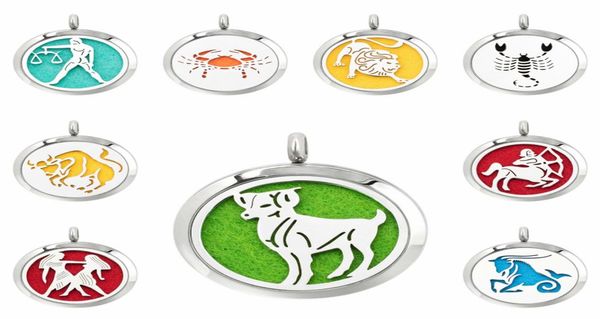 

constellation scorpio 30mm magnet stainless steel diffuser necklace pendant essential oil aromatherapy perfume locket 10 pads no 3659396, Silver