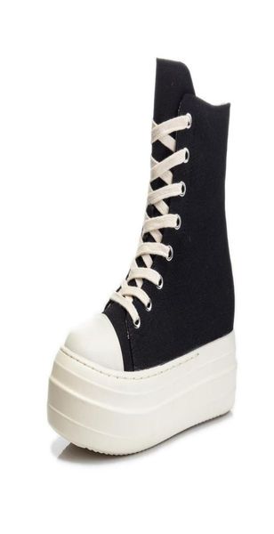

boots owen seak women canvas shoes luxury trainers platform lace up sneakers casual height increasing zip highblack5617607, Black