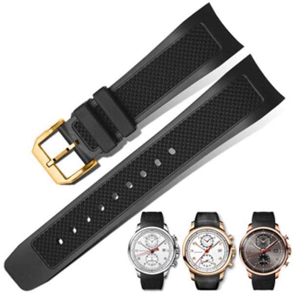 

22mm black rubber watchband for iwc portuguese iw390209 watch silicone strap268y, Black;brown