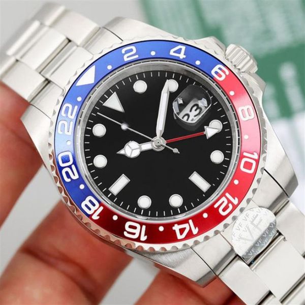

designer men's watches 40mm gmt wristwatches automatic mechanical ceramic coke bezel stainless steel strap with folded buckle264m, Slivery;brown