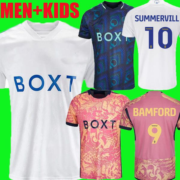 

23 24 bamford llorente rodrigo soccer jerseys 2023 2024 leeds adams ampadu piroe rodon sinisterra james kids kit football shirt byram home a, Black;yellow