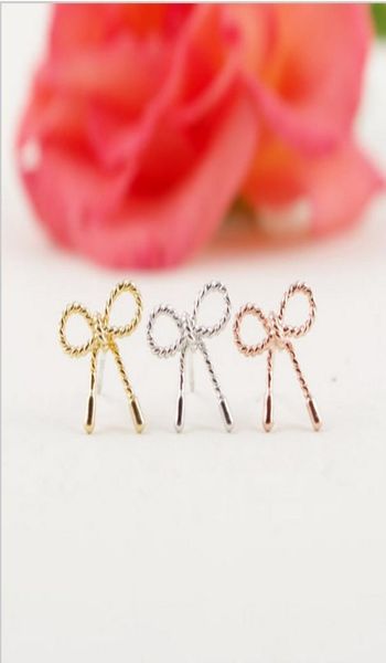 

specially designed for women's fashion thread bowknot earrings, llow stud earrings wholesale section woman the gift2169999, Golden;silver