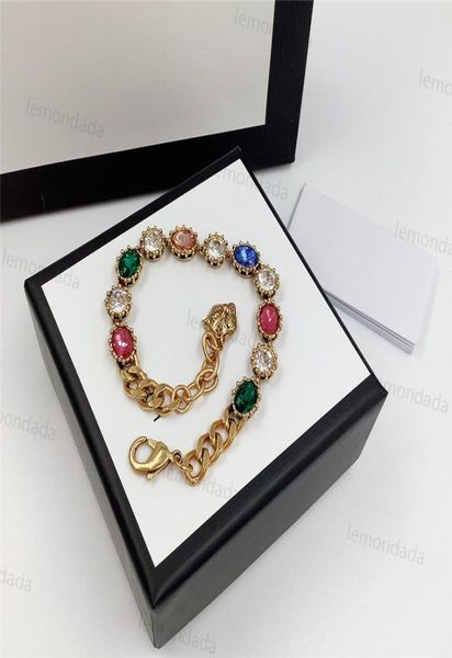 

colorful rhinestone charm bracelet tiger head pendants bracelets letter designer birthday gifts for women fashion hand ornaments5931370, Golden;silver