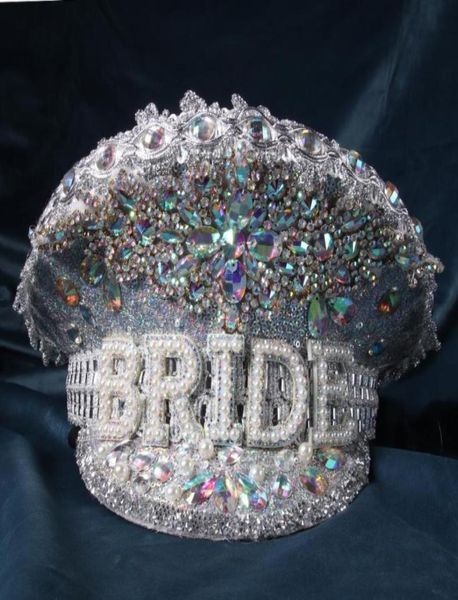 

berets women wedding bride captain hat luxury rhinestone military sergeant hen festival birthday part hatberets6858204, Blue;gray