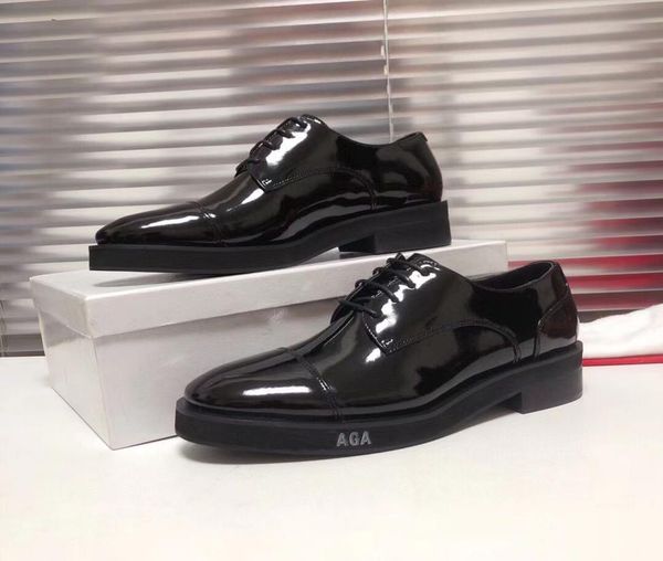 

casual shoes matte leather platform handmade chaussures mens designers dress gen uine metal snap peas wedding classic 4303840, Black