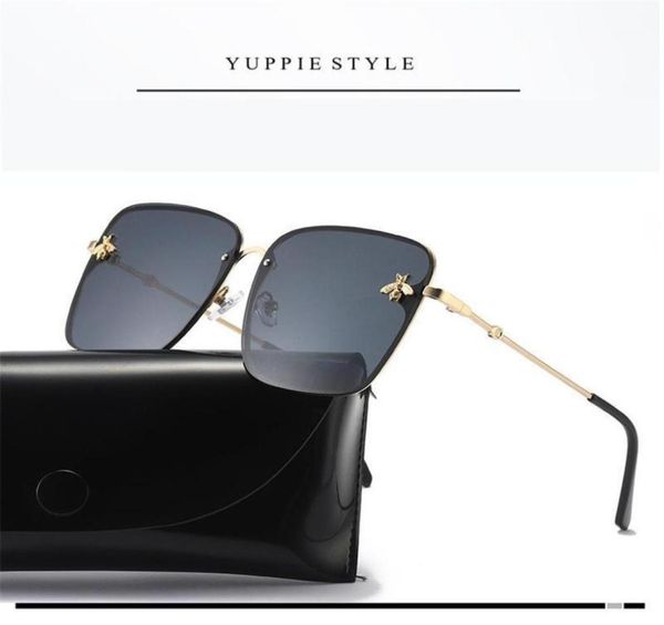

2020 square bee sunglasses women brand designer metal frame oversized sun glasses fashion men gradient shades oculos uv40014645805, White;black