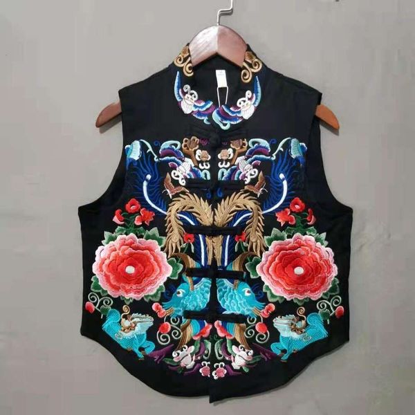 

spring and vests autumn dress national style womens wear heavy embroidered vest requesting collar short coat trendy, Black;white