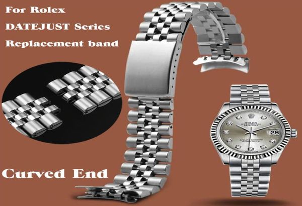 

curved end metal stainless steel strap for datejust luxury bracelet watch band accessories men 18mm 20mm 22mm with 2206206570276, Black;brown