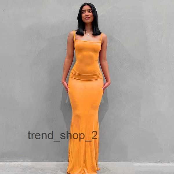 

casual dresses 2023 summer spaghetti strap black skims long dress women sleeveless solid skinny bodycon trumpet maxi vestidos 1io8, White;black