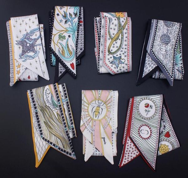 

fashion 10pcslot the tarot series double printing twill women039s scarf beautiful decoration small ribbon handbaghairneck w2986531, Blue;gray