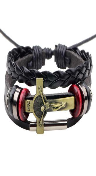 

jesus leather bracelet woven bracelet beaded leather bracelet yiwu jewelry3693402, Black