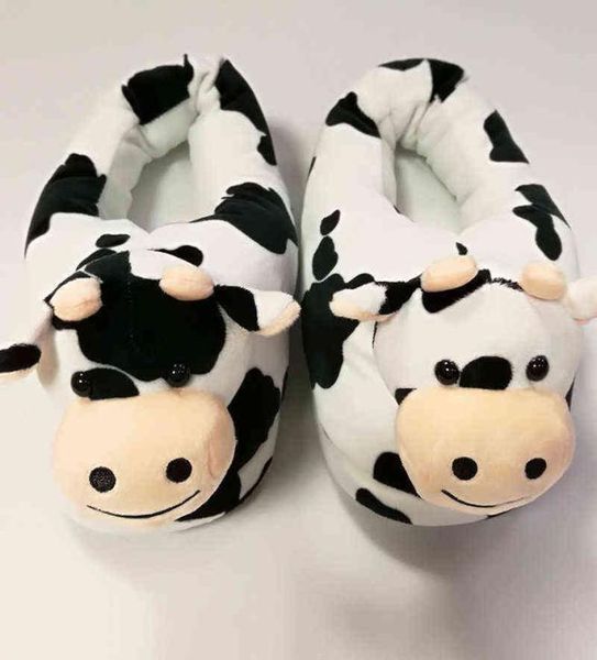 

comemore winter male women couples home slippers cotton cute cartoon cow shoes indoor fashion comfortable bedroom soft keep warm h1101399, Black