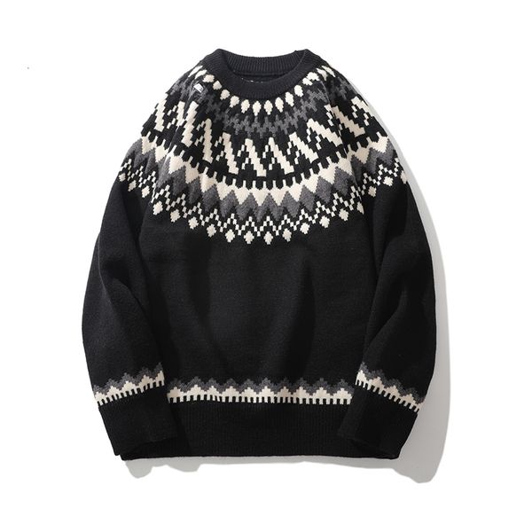 

men's sweaters national style mens fancy graphics contrast oneck knitted pullovers autumn winter long casual jumper for man 230905, White;black
