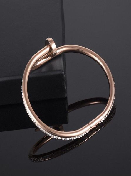 

rose gold bangle brand designer classic nail men bracelet luxury women jewelry diamond bracelet for gift never fade2026830, Black