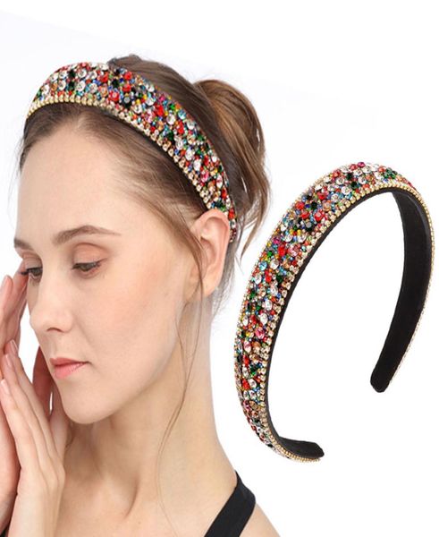 

luxury full crystal hair bands for women shiny colorful diamond headband padded hair hoop fashion hair accessories headwear6789478, Silver