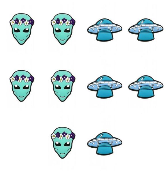 

moq=2lots alien spaceship shoe charms wholesale jibitz for shoes soft rubber pvc charm accessories plastic ornaments8186702, White;pink