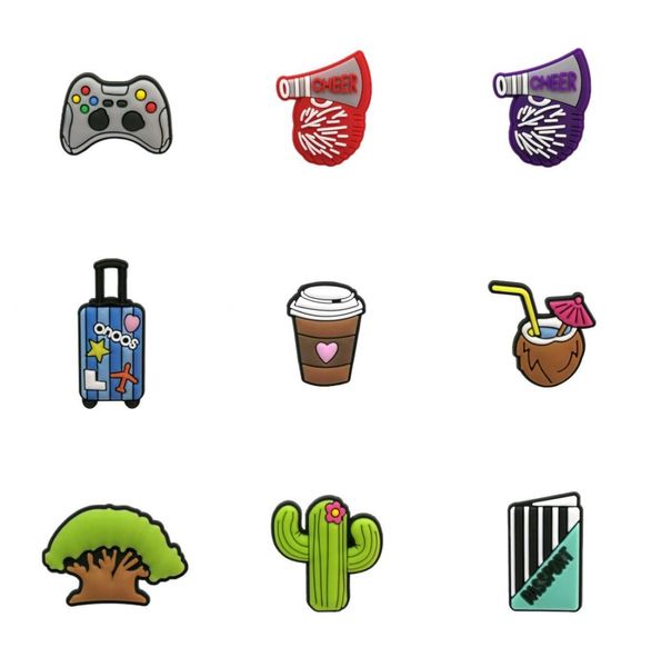 

100pcs + custom cute casual pvc rubber shoe charms fashion shoe charms accessories jibz for buttons1448144, White;pink