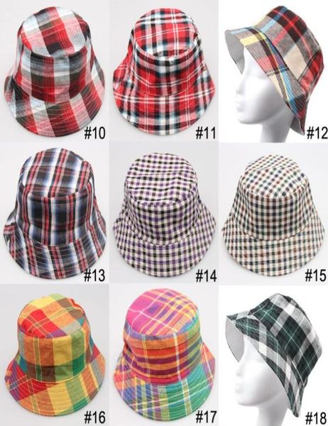 

wholeclassic canvas hats for men and women plaid fashion fishing bucket hat bob chapeu summer outdoor traveling panama sun ha7206733, Blue;gray