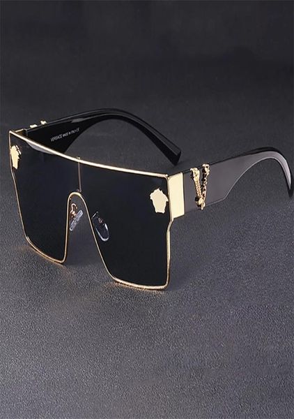 

luxury fashion brand women sunglass for men designer conjoined square gradient brand mental sunglasses oculos de sol 100869326528, White;black