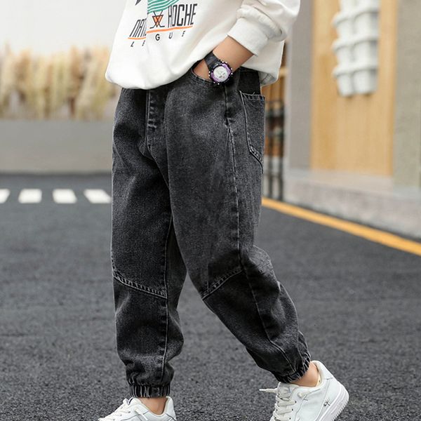 

jeans boys 2023 black spring pants 100 cotton trousers denim 230905, Blue