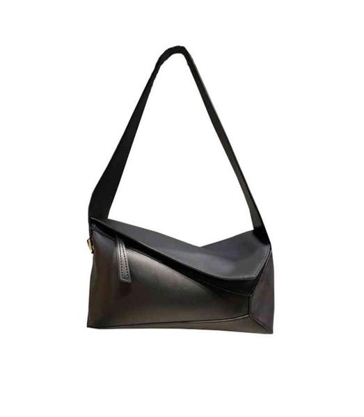 

2022 fashionable hobo underarm bag stitching geometric leather female small square bag shoulder women pillow bag8468354