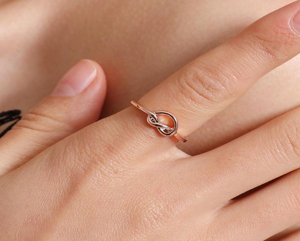

selling jewelry ladies rose gold knotted ring beautiful hand jewelry whole 2921675, Silver