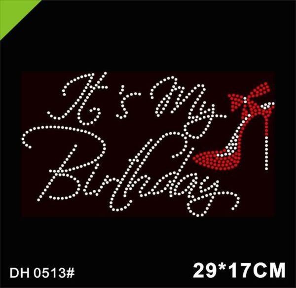 

birthday rhinestone heat transfer for t shirts 051301234034683, Black