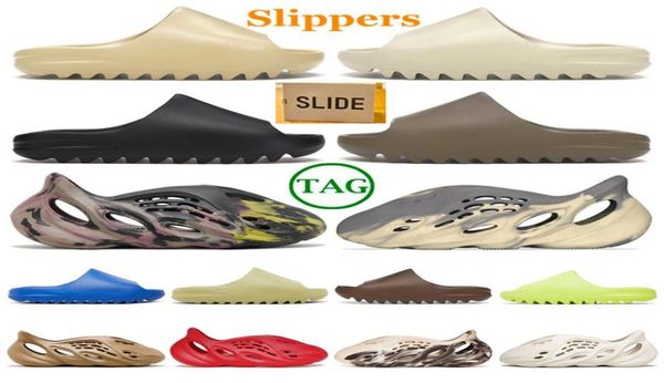 

slippers designer slides sliders for men women sandals slide desert sand earth brown bone glow green resin mineral blue trainers b9729836, Black