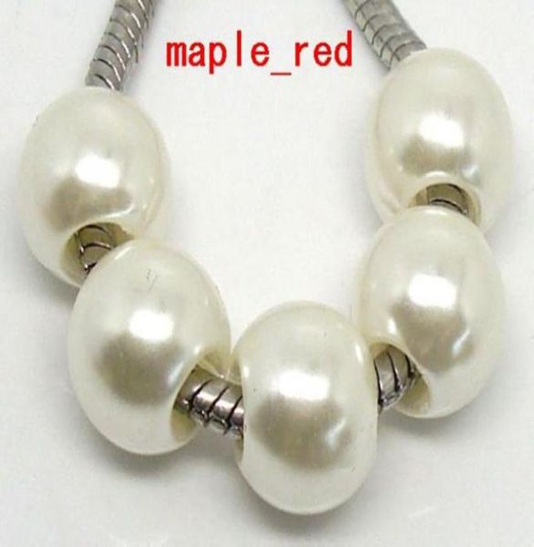 

100pcslot white fashion imitation pearl european charms for jewelry making loose big hole beads fit european bracelet and necklac4582559, Black