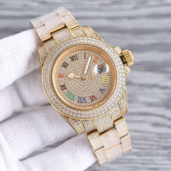 

mn1w 216v 2023wristwatch mens diamond watch 42mm automatic mechanical watch ladi wristwatch montre de luxe stainls steel for men fashion wri, Slivery;brown