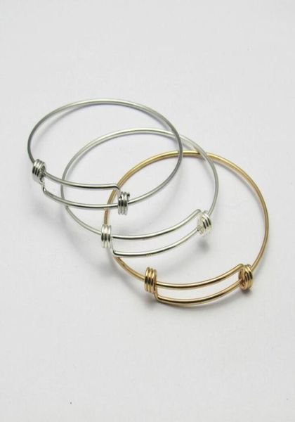 

wholesale-rose gold & gold colors bracelets diy titanium steel jewelry cable bangle adjustable expandable bracelet 453713, Black