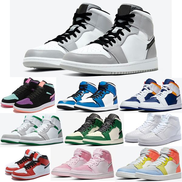 

basketball shoes 1 mid cut jumpman 1s sneakers men women se black cat panda chicago light smoke grey white racer blue flat walking trainers